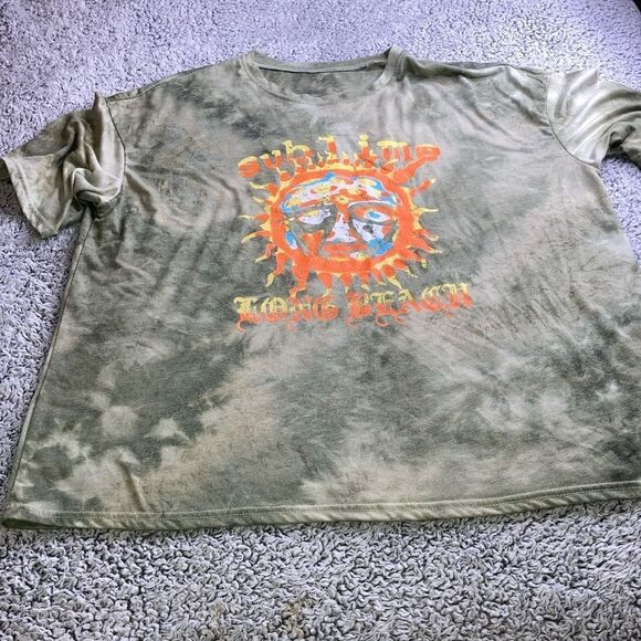 SUBLIME LONG BEACH L Green Unisex Vacation Graphic Tee - Picture 1 of 8